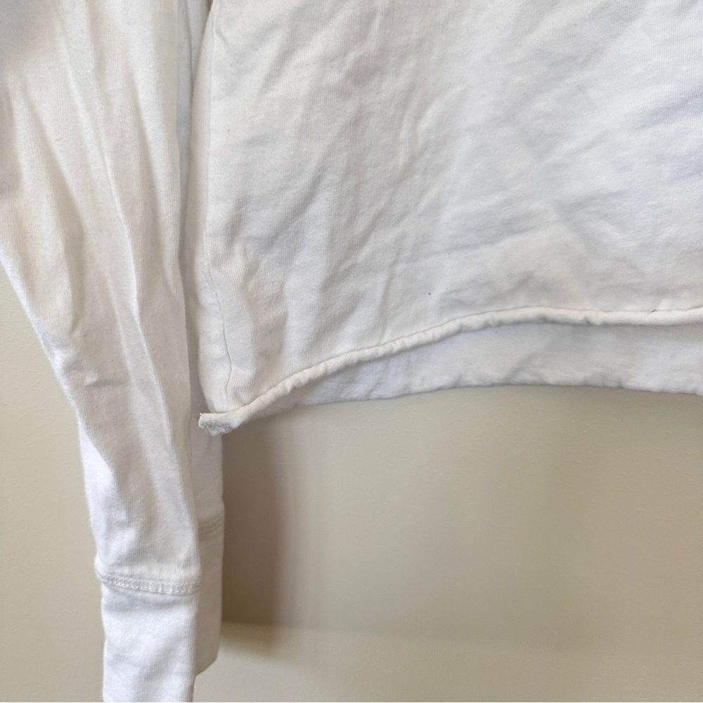 Hollister White Navy Striped Long Sleeve Lace Up Neck Crop Shirt M - Picture 8 of 12